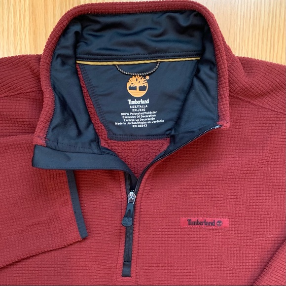 Timberland Maroon Fleece Quarter Zip Pullover XXL - Picture 4 of 5
